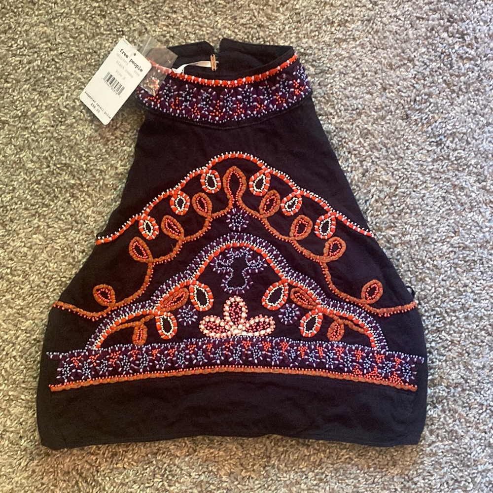 Free People embroidered crop halter